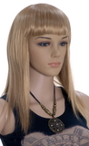 AMKO Displays T11B Blonde Wig, Straight Hair With Bangs
