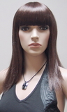 AMKO Displays T11 Brunette Wig, Straight Hair With Bangs
