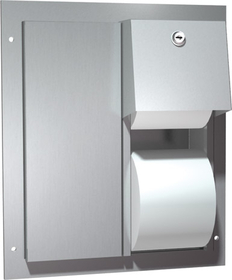 ASI 0032 Dual Access Partition Mounted Dual Roll Toilet Tissue Dispenser Stainless Steel