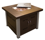 PrimeGlo GS-F-PCSS Hammered Bronze Square Fire Pit with Stainless Steel Legs and Lid