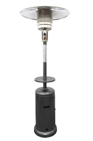 PrimeGlo HLDS01-W-CB 87" Tall Outdoor Patio Heater with Metal Table in Hammered Silver
