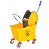 Alpine Industries 462-1 36 Qt Mop Bucket with Down Press Wringer, Yellow