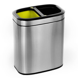 Alpine Industries 470-R-20L 20 L / 5.3 Gal Slim Brushed Stainless Steel Open Trash Can Dual Compartment