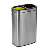 Alpine Industries 470-R-40L 40 Liter / 10.5 Gal Slim Brushed Stainless Steel open Trash Can Dual Compartment