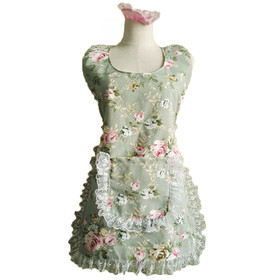 Aspire Waist Apron with Pockets for Women, White Half Apron with Ruffle Edge, Cotton Maid Costume for Cosplay, Baking