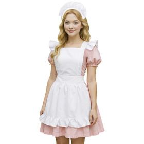 Aspire Retro Ruffle Apron, White Retro Apron for Women, Cotton Vintage Costume for Painting, Baking, Cosplay
