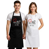 Aspire 2 PCS Embroidered Apron Set for Couples, Adjustable Cooking Aprons for Valentines, Engagement, Wedding Presents