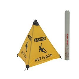 Handy Cone 17176I Caution Wet Floor English w/Tube, Yellow/18"