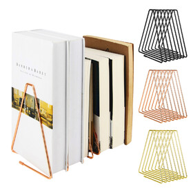 Aspire 1PC Foldable Bookend, 7 Sections Triangle Shelves Organizers, Metal Wire Newspaper File Storage for Decoration