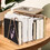 Aspire 1PC Foldable Bookend, 7 Sections Triangle Shelves Organizers, Gold Metal Wire Newspaper File Storage for Decoration