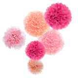Aspire 36pcs Pink Pom Pom Paper Decorations, Tissue Flower Birthday Celebration Party Favors