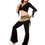 BellyLady Practice Egyptian Belly Dance Costume, Black Belly Dancing Wrap Top, Gold Coin Hip Scarf And Pants Set, Size: S