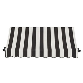 Awntech 10 ft Charleston&#153; Fixed Awning (124.5 in W x 24 in H x 36 in Proj), Black/White Stripe
