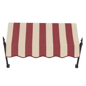 Awntech 3 ft New Orleans&#153; Fixed Awning (40.5 in W x 24 in H x 16 in Proj), Burgundy/Tan Stripe