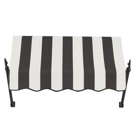 Awntech 4 ft New Orleans&#153; Fixed Awning (52.5 in W x 56 in H x 32 in Proj), Black/White Stripe
