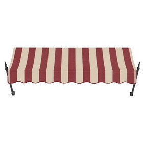 Awntech 5 ft New Orleans&#153; Fixed Awning (64.5 in W x 36 in H x 24 in Proj), Burgundy/Tan Stripe