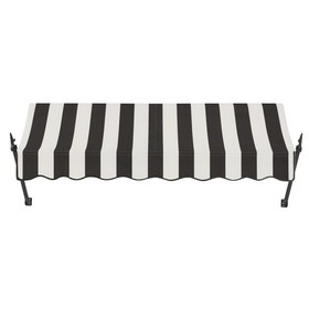 Awntech 6 ft New Orleans&#153; Fixed Awning (76.5 in W x 36 in H x 24 in Proj), Black/White Stripe