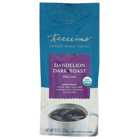 Teeccino Dandelion Dark Roast, Chicory, Herbal Coffee, Organic