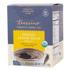 Teeccino Mango Lemon Balm, Prebiotic Herbal Tea, Organic