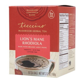 Teeccino Lion's Mane Rhodiola, Mushroom Herbal Tea