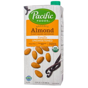 Pacific Foods Almond Beverage, Unsweetened, Vanilla, Organic