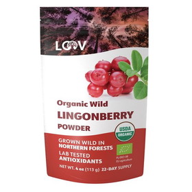 LOOV Wild Lingonberry Powder, Freeze-Dried, Organic