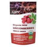 LOOV Wild Lingonberry Whole Berries, Freeze-Dried, Organic