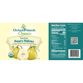 Orchard Naturals Pear, Halves, In Pear Juice, Organic