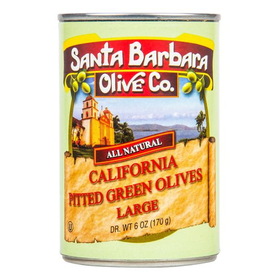 Santa Barbara Green Ripe Olives, Pitted, Large