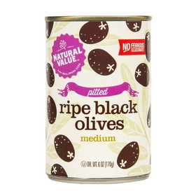 Natural Value Black Olives, Pitted, Natural