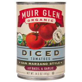 Muir Glen Diced Tomatoes San Marzano Style with Basil &amp; Garlic, Organic