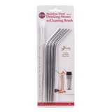 Norpro Drinking Straws with Cleaning Brush, Stainless Steel