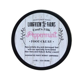 Longview Farms Goat Milk Foot Cream, Peppermint, Chemical Free