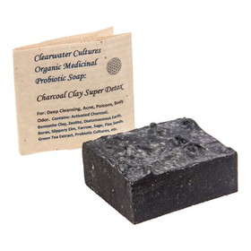 Clearwater Cultures Probiotic Bar Soap, Charcoal Clay Super Detox, Organic