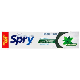Spry Xylitol Toothpaste, Fluoride Free, Spearmint