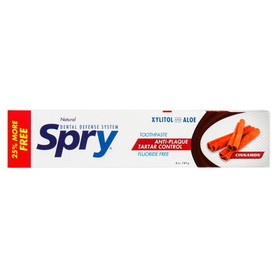 Spry Xylitol Toothpaste, Fluoride Free, Cinnamon