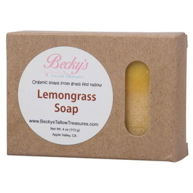 Becky's Tallow Treasures Bar Soap, Grass-Fed Tallow, Lemongrass
