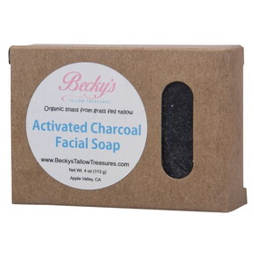 Becky's Tallow Treasures Facial Soap, Grass-Fed Tallow, Activated Charcoal