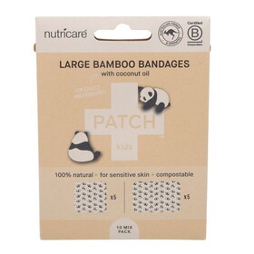 Nutricare Patch Coconut Oil, Kids, Bamboo Bandages, Large Square &amp; Rectangles