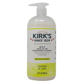 Kirk's Body Wash, 3 in 1 Head to Toe Nourishing Cleanser, Juniper &amp; Lime