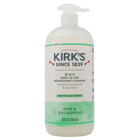 Kirk's Body Wash, 3 in 1 Head to Toe Nourishing Cleanser, Mint &amp; Eucalyptus