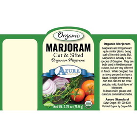 Azure Market Organics Marjoram, Cut &amp; Sifted, Organic