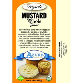 Azure Market Organics Mustard Seeds, Whole, Yellow, Organic