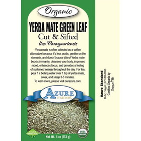 Azure Market Organics Yerba Mate Green Leaf, Cut &amp; Sifted, Organic