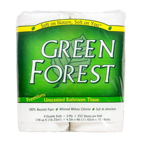 Green Forest Bathroom Tissue, 352 ct 2 ply, (4 Roll/Pack) Recycled