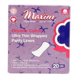 Maxim Hygiene Products Cotton Ultra-Thin Panty Liners, Wrapped, Lite, Organic