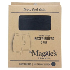Maggie's Organics Men's Boxer Briefs 2-PAK, Black, Organic