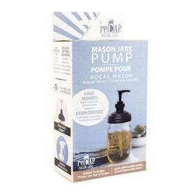 reCAP Mason Jar Soap Dispenser Lid &amp; Pump, Regular Mouth, Black