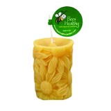 Bee Healthy Candles Candle, Beeswax, Daisy Pillar, Gold