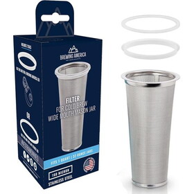 Brewing America Cold Brew Coffee Filter, Stainless Steel, 1 Quart, Wide mouth - 1 ct